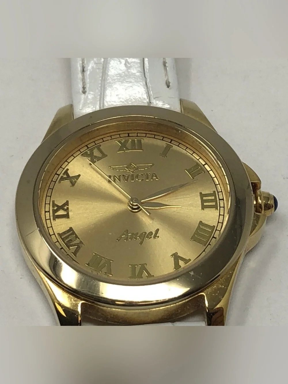 Invicta Angel Gold Roman Dial White Leather Strap Women's Watch Strap 30mm